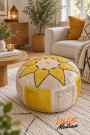 Skinnpuff Ottoman. Marokkansk sittepuff av ekte skinn thumbnail